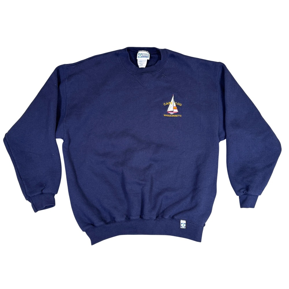 Vintage Discus Athletic Cape Cod Massachusetts Sailboat Sweatshirt Navy Large